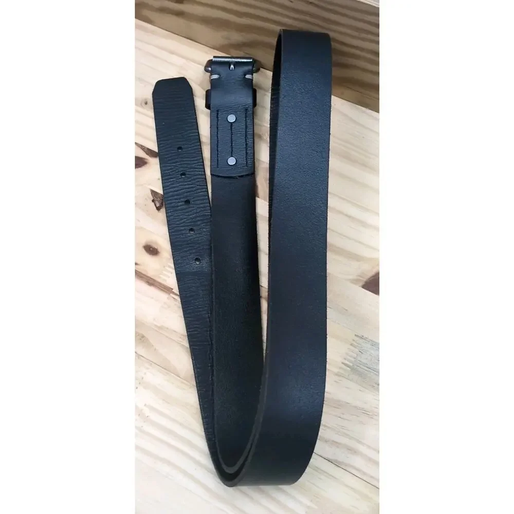 Lands End Black Leather Belt Mens Sz 48 1-3/8”Wide